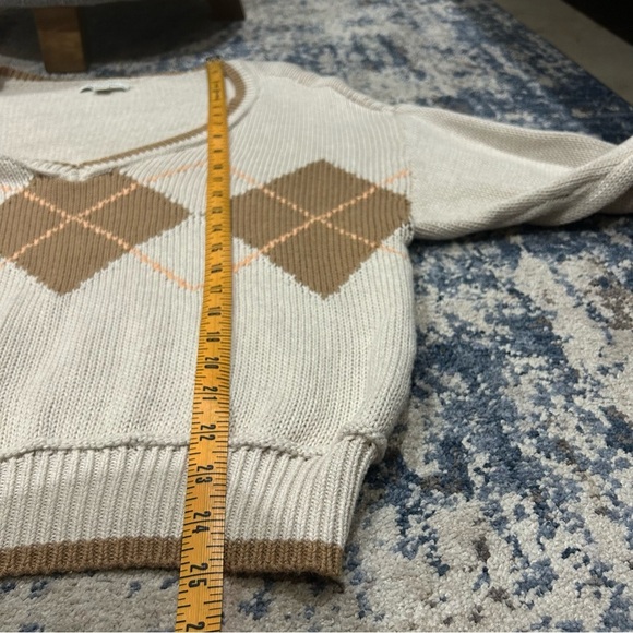 American Eagle Cream & Tan 100% Cotton Diamond Pattern Jumper Size Medium - Picture 9 of 9